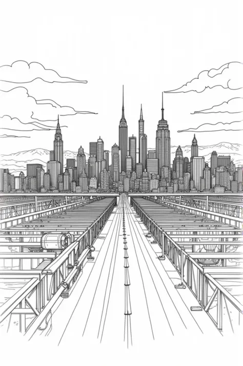 make a city painting lineart 