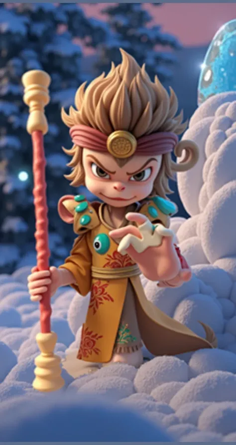 3d,Wukong，Hold your head high，Look up，Cartoon，