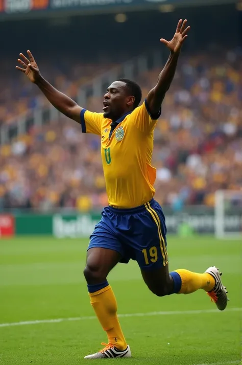 Pelé celebrating a goal on the field!