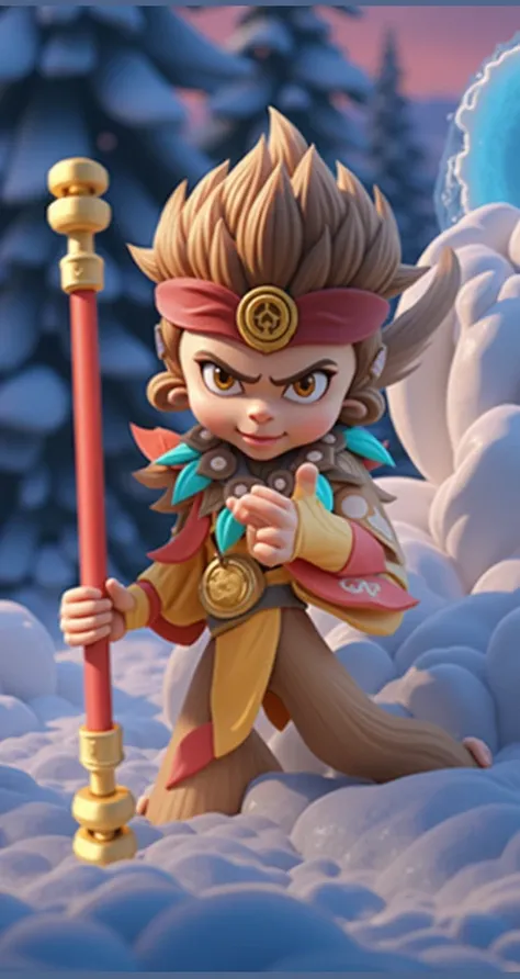 3d,Wukong，Hold your head high，Look up，Cartoon，The right hand，Perfect hands，high quality