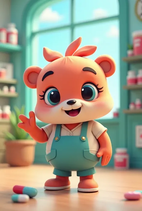 mascot in the form of medicine in animation and 