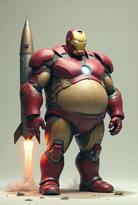 Fat iron man with rocket in his ass
