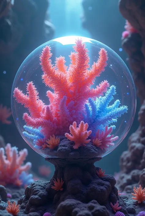 Psychedelic coral in a bubble sphere