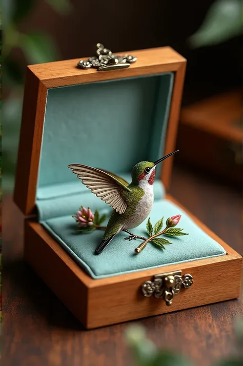 Gift box for an embroidered hummingbird 