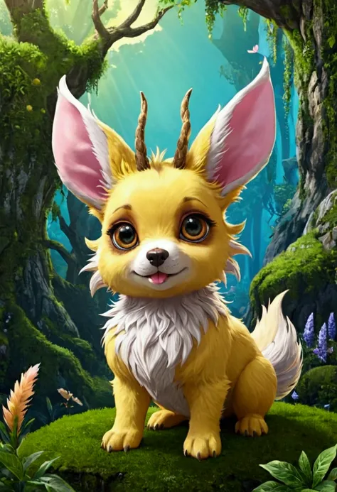 In a fantasy world full of surreal charm, get to know Wolpertinger, a super cute cartoon baby dog. With oversized eyes and a playful grin, this cute creature resembles a cartoon kitten or a cartoon duckling, but with the unique characteristics of a Wolpert...