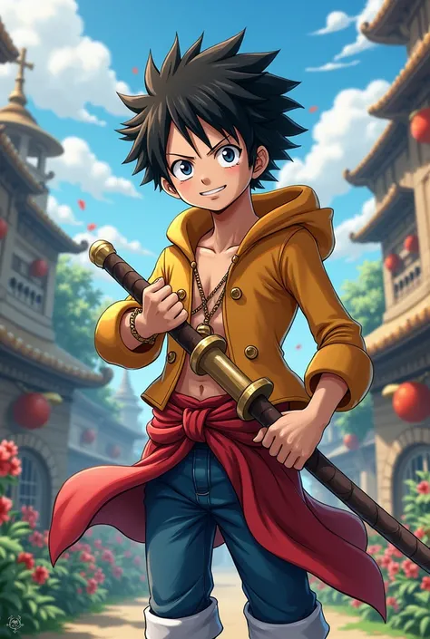 Filho do dracule mialk de One piece,He has Mialk&#39;s eyes and he is a swordsman and he is a happy and cheerful person and he is from One Piece