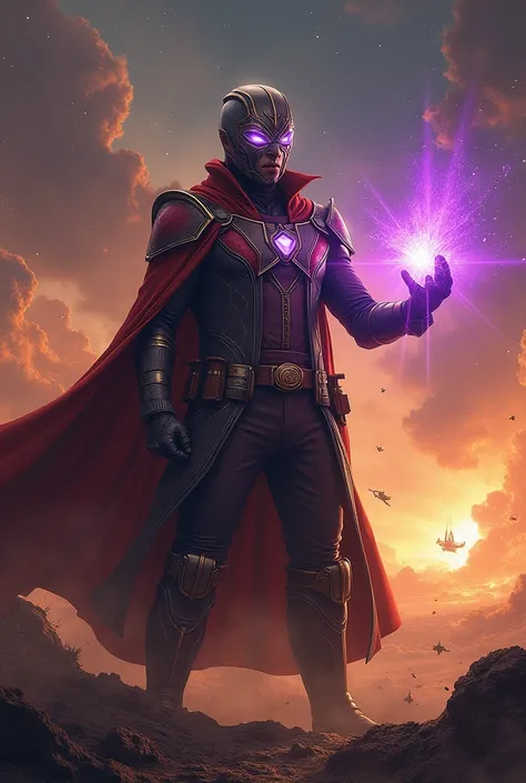 Heres a detailed AI text prompt:


"Create an image of Star-Lord (Peter Quill) wearing his iconic mask, holding the Power Stone:


Title: Galactic Guardian


Description:


Illustrate Star-Lord, the legendary leader of the Guardians of the Galaxy, wielding...