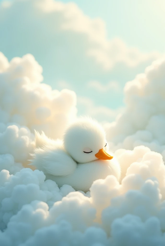 White Little goose sleep in clouds