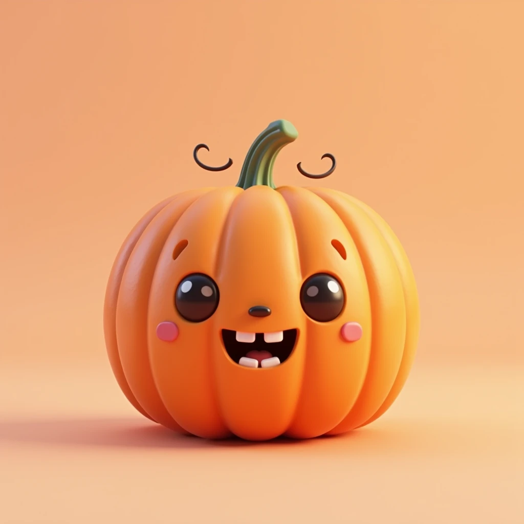 3d cute and scary pumkin halloween theme. pastle plain background