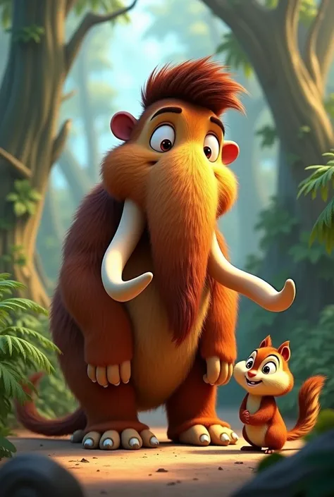 The character Cid from the film Ice Age next to Theodore from the film Alvin and the Chipmunks