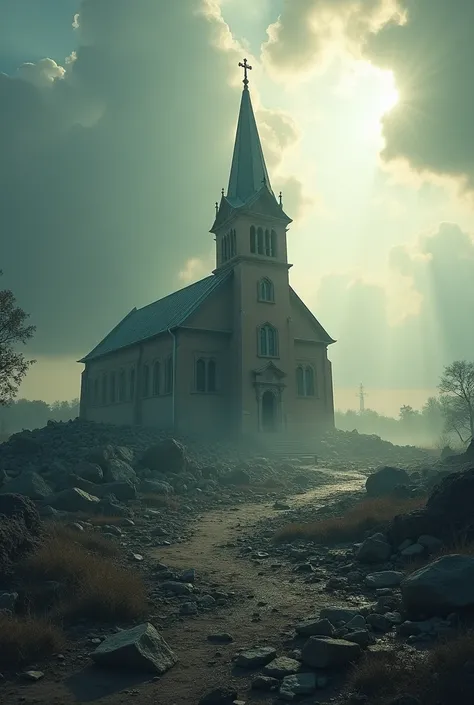 A bookcover with a demolished church 