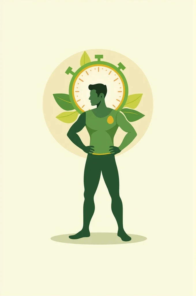 Generate a healthy food logo with a man and a clock 