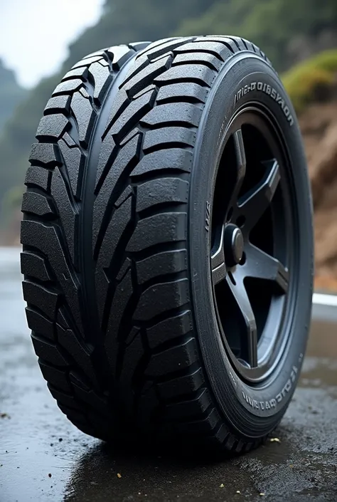 I want to generate an image of a tire that even if punctured can run 80 km and the name of this tire is wheel prime from the company tool prime, more realistic