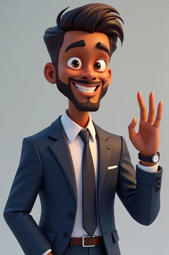 Here is a long and detailed command for you to use in an image generation AI:

**Command:**

"Create an ultra-realistic cartoon-style character, with exaggerated facial expressions, Rendered in 4K. The character must be dark-skinned, wearing a smart suit a...