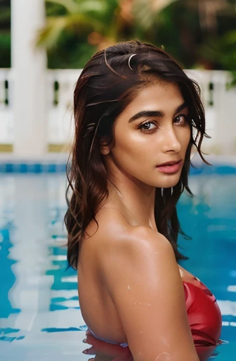 (( high quality  erotic paparazzi random shot  ))  pooja hegde  , pale white skin tone , photorealistic ) celebrity erotic photo...