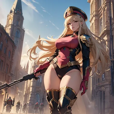 Masterpiece, Best Quality, High Resolution, High Quality, Super Detailed, HD, High Details, Anime style, high fantasy, “Warhammer 40K aesthethic”. Character alone. Front view. Full design.
{{(A 55-years-old police-captain lady:(appearance: Blonde-brown med...