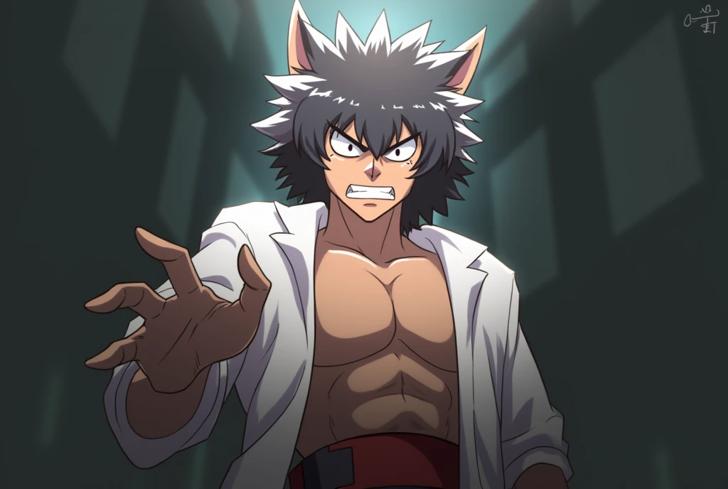 Wolfman, ears, long black hair, peasant, muscle, ,feud, claws, Inuyasha