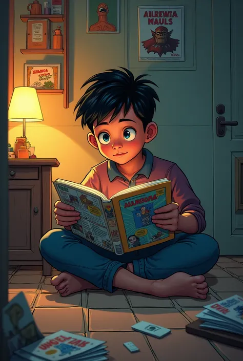 Viñeta 1: child (miguel, ) He is in his room reading superhero comics, dreaming of being one of them.


2. Vignette 2: El padre de miguel lo llama para cenar; It is a humble family in a quiet neighborhood.


3. Viñeta 3: miguel está en su camino hacia la e...