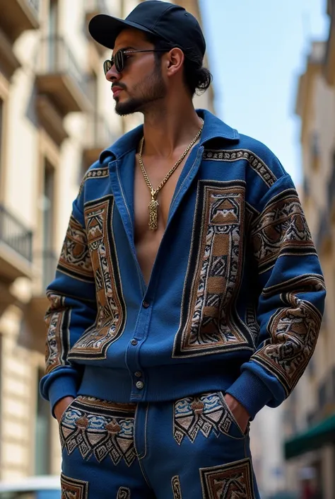 Design exclusive urban style garments, oversized sweater sets, shorts and shirts, for a reggaeton singer (man), that combines Colombian roots with Lebanese roots and the glamour of French fashion, that multiculturalism is reflected in both the clothes and ...