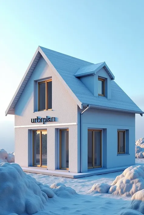 Realistic image of a house under construction, with elements that demonstrate thermal and acoustic comfort. The house has walls being filled with insulating materials, such as glass wool and thermal blocks, highlighting isolation techniques. Double glazed ...