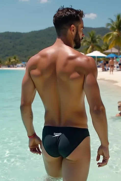 Now remove the man’s Speedo swimsuit