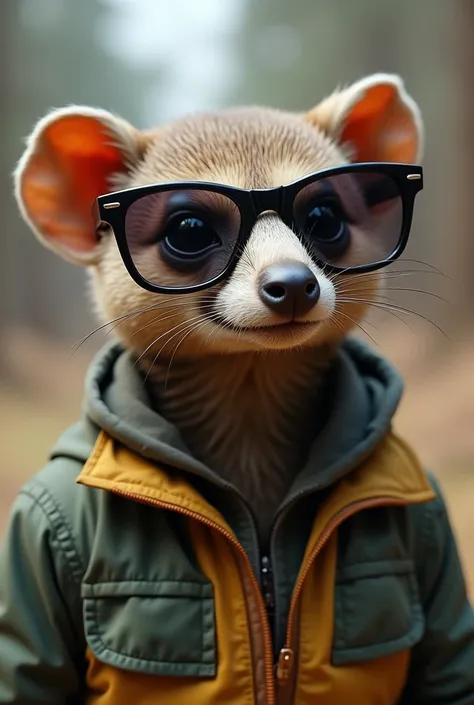 very stylish anteater, sunglasses and jacket