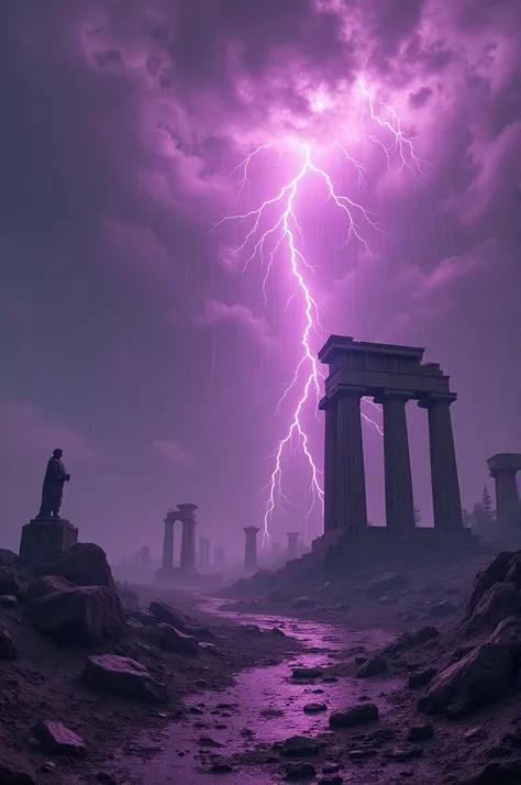 A purple acidic rain destroys monuments