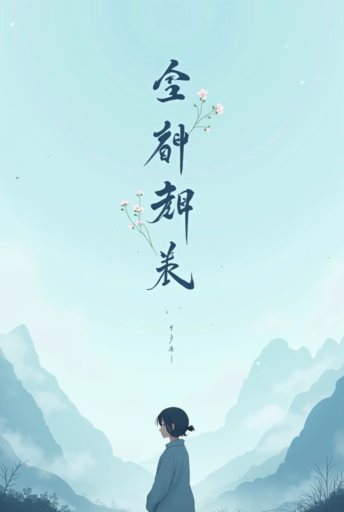 Image with Japanese and anime references and writings with light blue coloring as the main color and a slightly darker blue as the secondary color.. Para wallpaper vertical. I want little information
