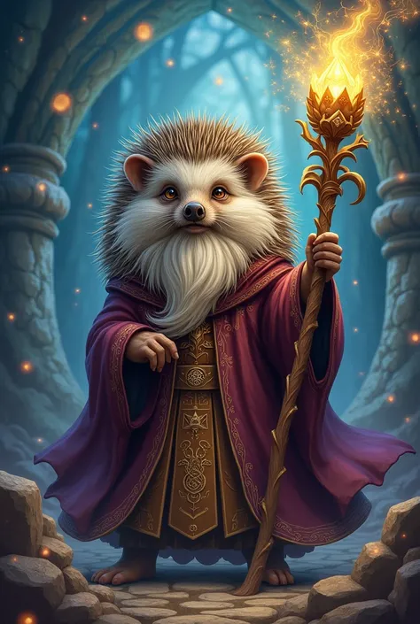 Hedgehog drawn as a wizard 