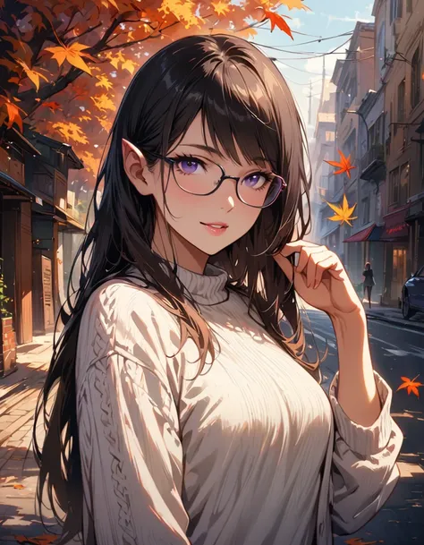 detailed textures, high quality, high resolution, high accuracy, Realism, color correction, correct lighting settings, harmonious composition. ((Best quality)), ((masterpiece)), (detailed), 1 girl, sexual, elf, black hair, long hair, straight hair, pointed...