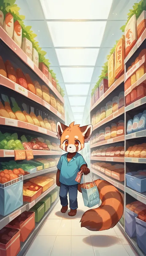 ((masterpiece, Best Quality)),Red panda parent and child,shopping,Best Quality,Very detailedな,Furry,Very detailed, child,