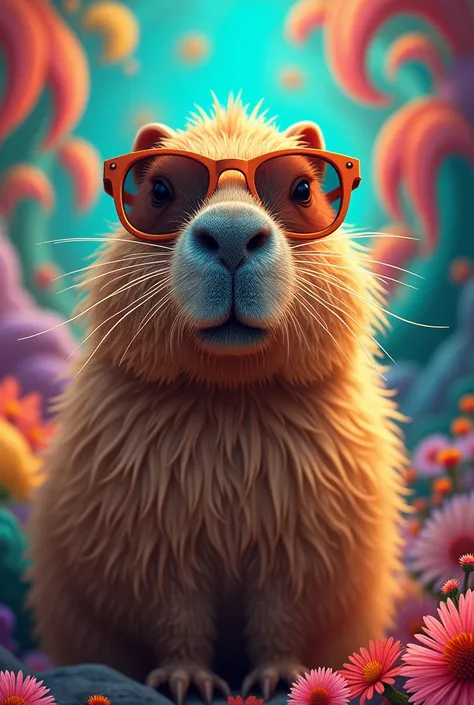 Hippie Capybara Wearing Sunglasses