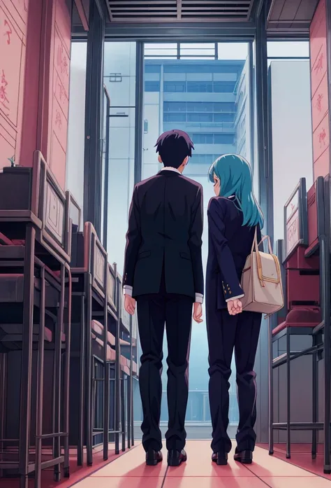 anime characters talking in a corporate environment wearing formal clothes, in Studio Ghibli style, lofi girl aesthetic, Hip Hop Lofi, inspired by Studio Ghibli, lofi feeling, anime movie screenshot, Studio Ghibli style Anime film canvas capture, lofi colo...