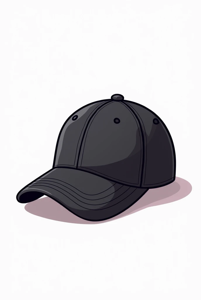 Make a cartoon illustration of a black cap FACING TO THE RIGHT with good quality with transparent background without shadow