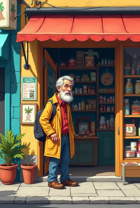 A homeless man  And opened a small shop where he started selling daily goods in cartoon 
