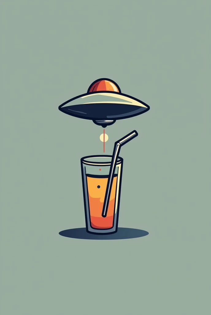 Logo with simple lines of a spaceship abducting a glass of tereré (with pump to take)