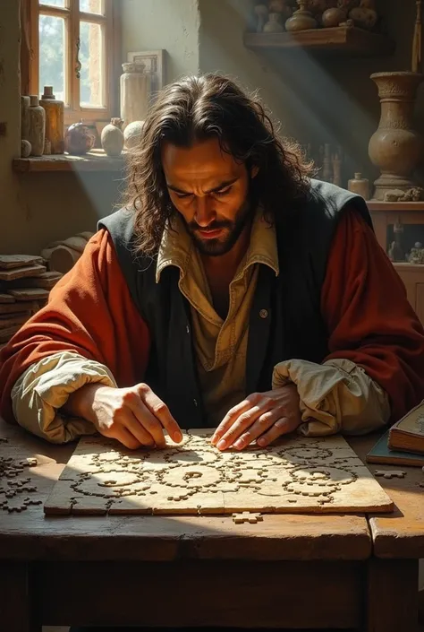 Davinci painting a puzzle 