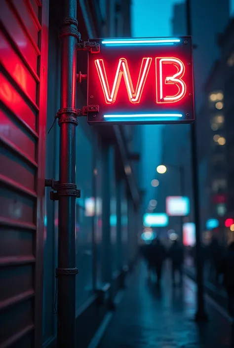 lamp post with neon sign with the inscription WB 