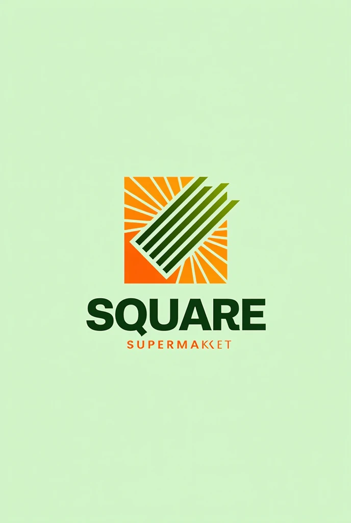 Make a beautiful logo for the biggest supermarket in my city , his name is square supermarket. Use your creativity and use only the colors green and orange 