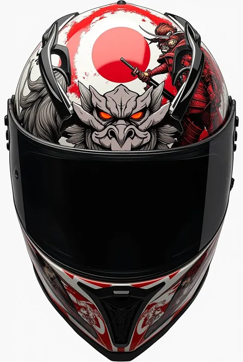 Motorcycle helmet sticker, with a Japanese demon to be pasted on the front and a samurai on the back of the helmet 