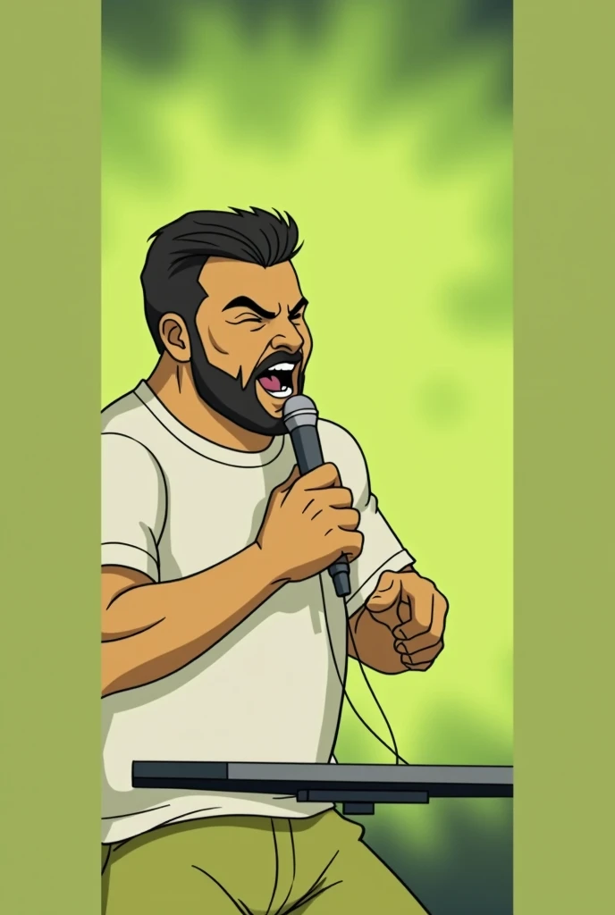 Drawing a man like the image tip in comic book character style, Hes singing  