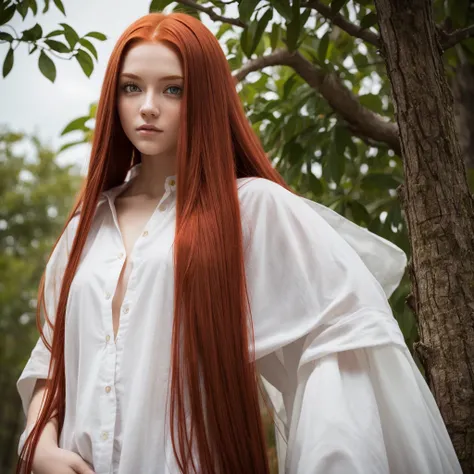 girl, Long red hair and yellow eyes, white skin 