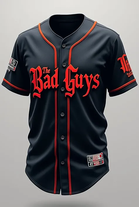 Make me a baseball uniform that says the bad guys from Paez