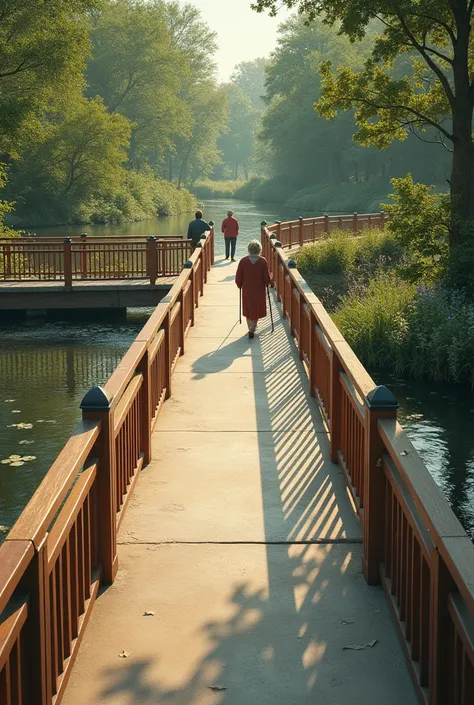 Footbridge for visually impaired people with sensors
 
