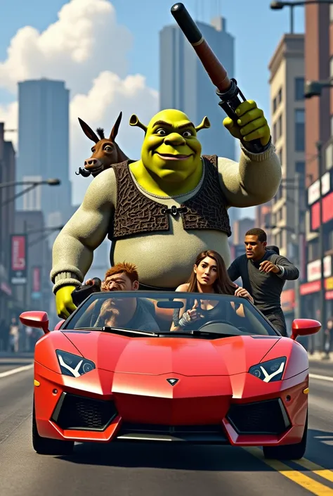 shrek and his friends in grand theft auto 5 

