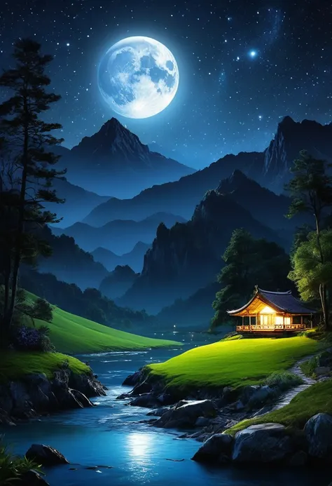 A fantastic and very beautiful landscape at night