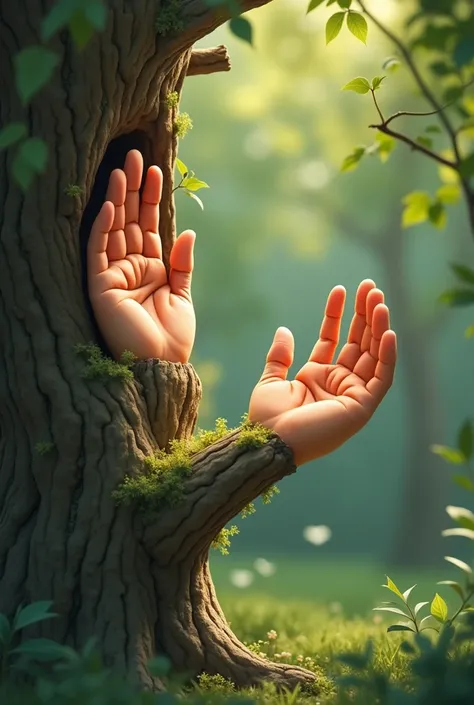 You can create some branches in the shape of hands (drawing) Let there be two and in the form of animation 