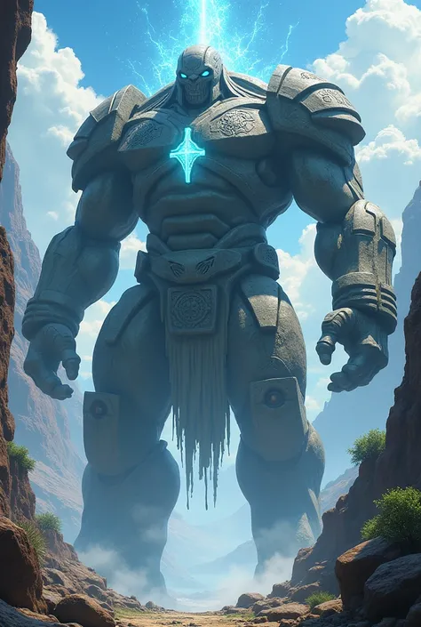 realistic anime style large size rock golem