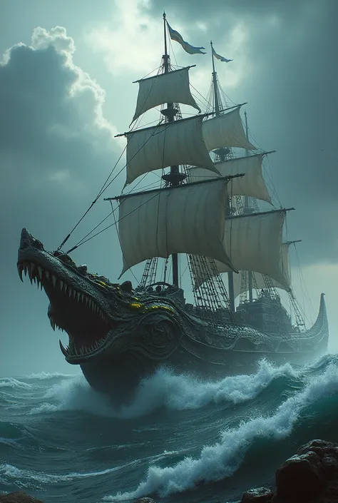 Alligator mixed with ship