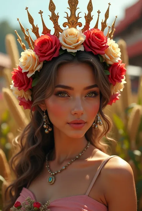 Corn Festival Queen Crown with Roses